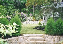 counterryside Tree and Landscape - Fieldstone wall, granite steps, privacy wall